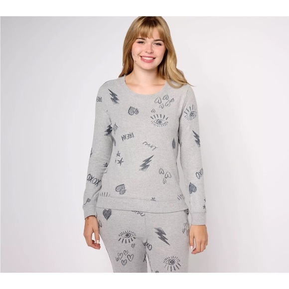 BumbleBella by Jill Martin Women's Top Sweater Sz XS Graphic Grey A617016 - Picture 1 of 11